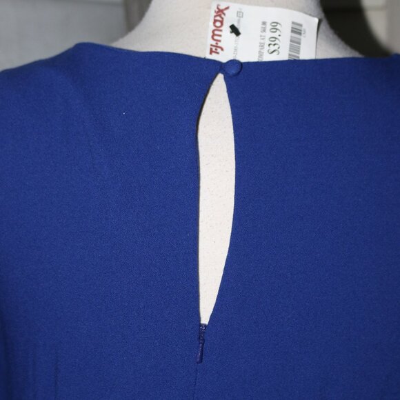 NEW Laundry by Shelli Segal Royal Blue Crepe Zipper Cuff Keyhole Sheath Dress 6 - Picture 6 of 8